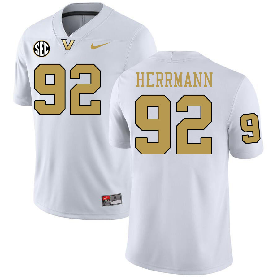 Vanderbilt Commodores #92 Evan Herrmann College Football Jerseys 2024 Uniforms Stitched-White